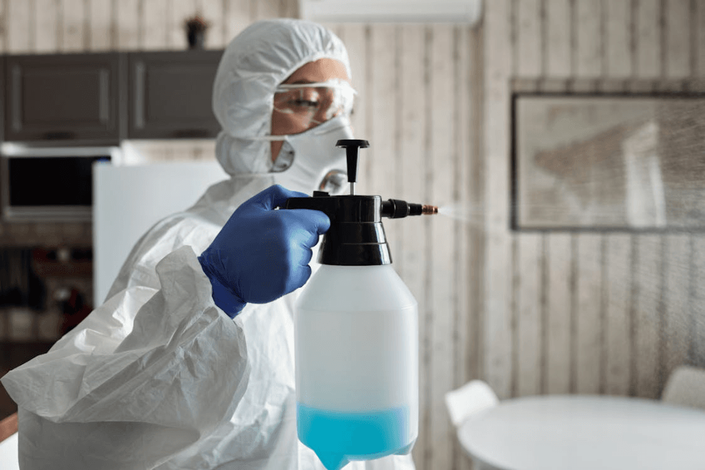 a person holding a spray