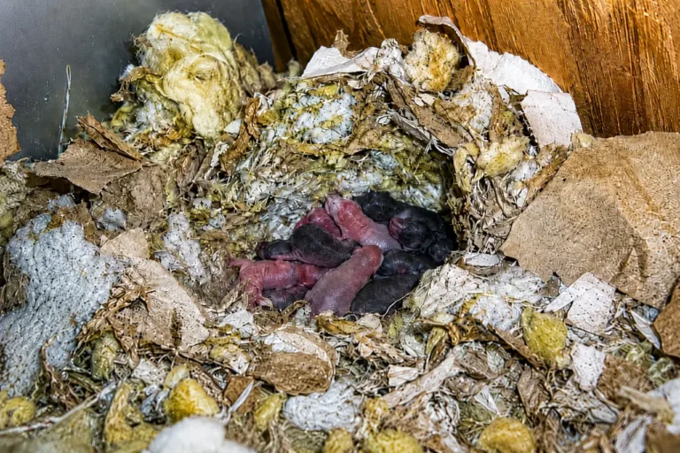 Mouse nest with babies.